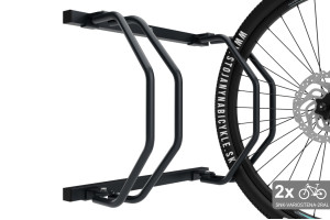 Stojan na 2 bicykle na stenu, farebný Stojan na 2 bicykle na stenu, farebný