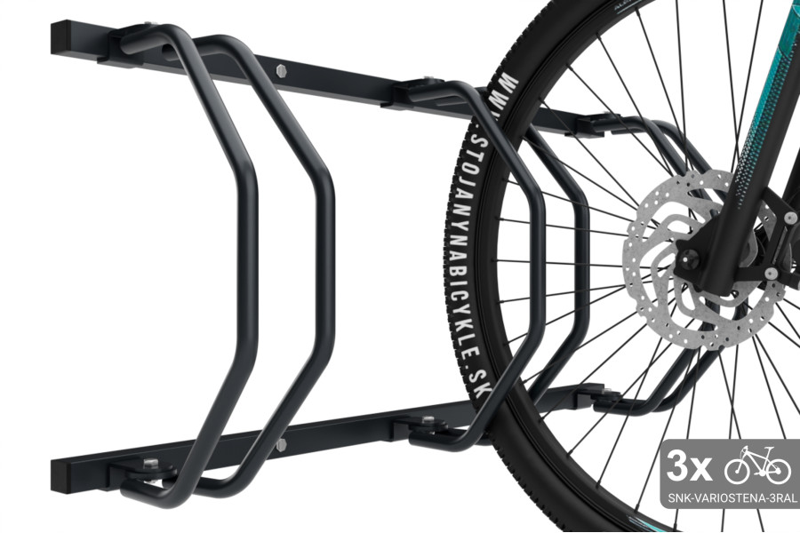 Stojan na 3 bicykle na stenu, farebný