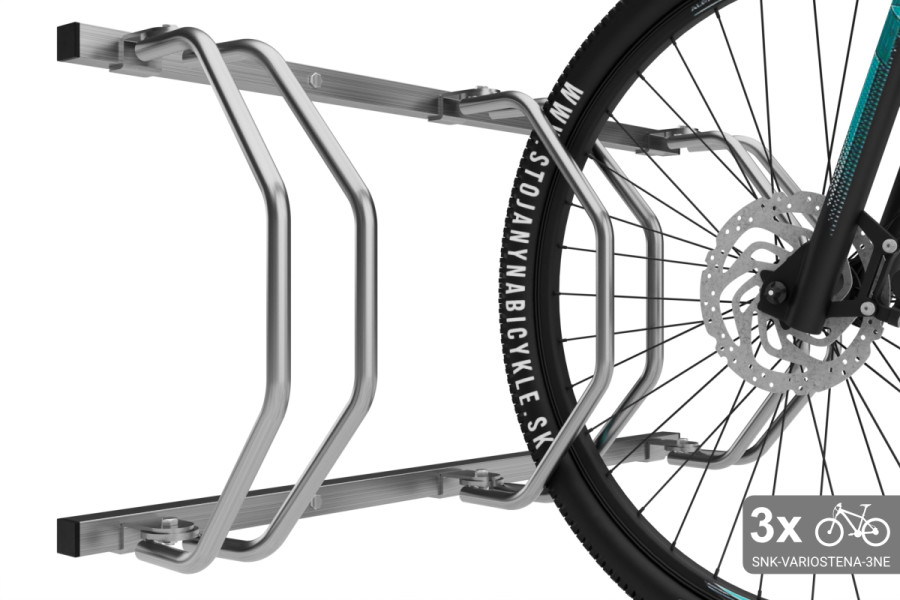 Stojan na 3 bicykle na stenu, nerezový