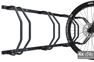 Stojan na 4 bicykle na stenu, farebný Stojan na 4 bicykle na stenu, farebný