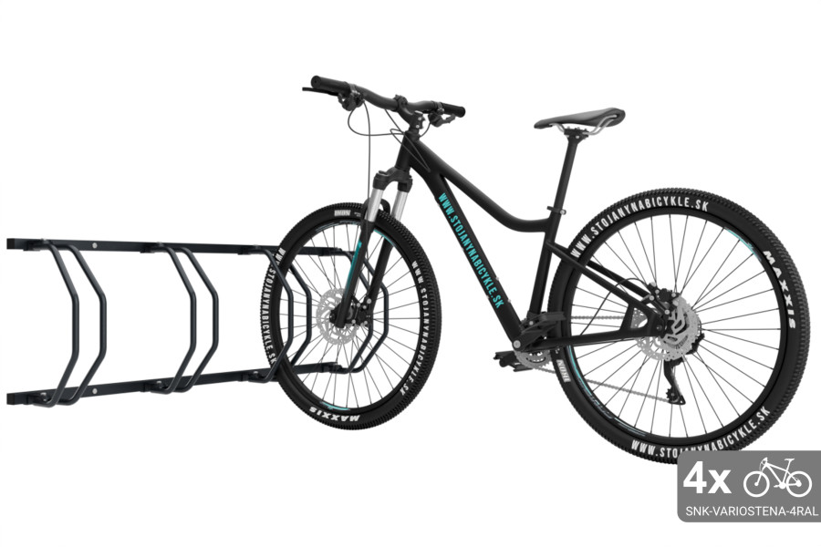 Stojan na 4 bicykle na stenu, farebný