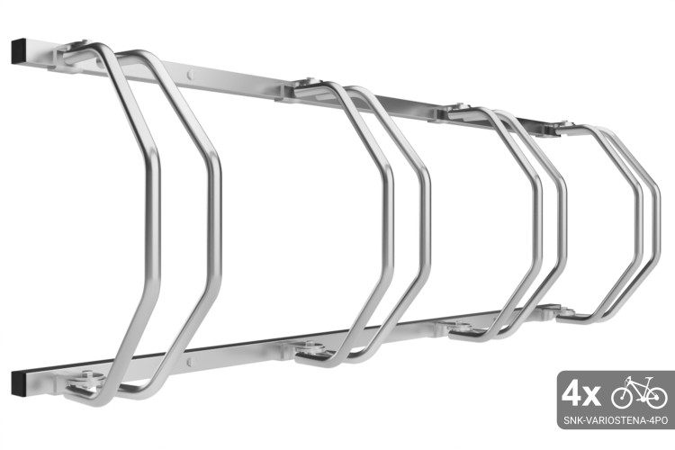 Stojan na 4 bicykle na stenu, pozinkovaný