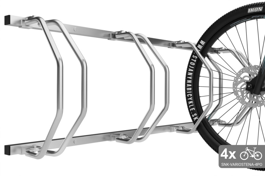 Stojan na 4 bicykle na stenu, pozinkovaný