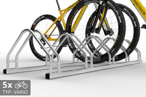 Obojstranný stojan na 5 bicyklov, VARIOS 5 miestny, pozinkovaný Obojstranný stojan na 5 bicyklov, VARIOS 5 miestny, pozinkovaný