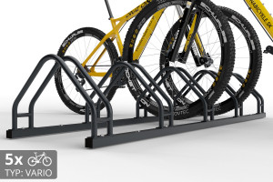 Obojstranný stojan na 5 bicyklov, VARIOS 5 miestny, farebný Obojstranný stojan na 5 bicyklov, VARIOS 5 miestny, farebný