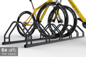 Obojstranný stojan na 6 bicyklov, VARIO 6 miestny, farebný Obojstranný stojan na 6 bicyklov, VARIO 6 miestny, farebný